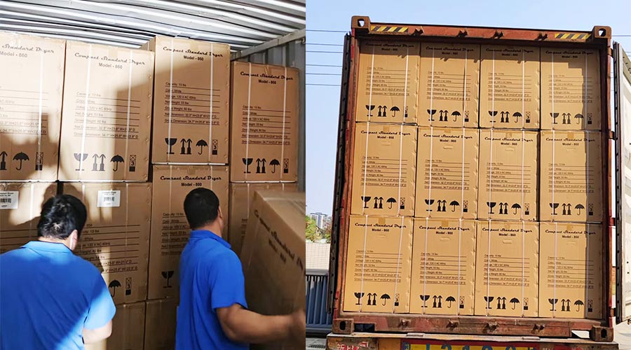 客戶Equator滾筒衣服烘干機(jī)快速裝柜完畢  蓄勢(shì)待發(fā)！